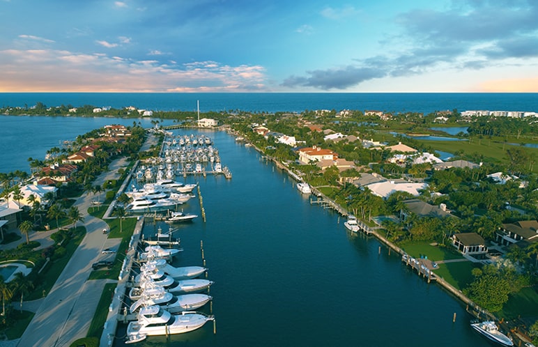 Sailfish Point Marina aerial image of homes at sailfish point