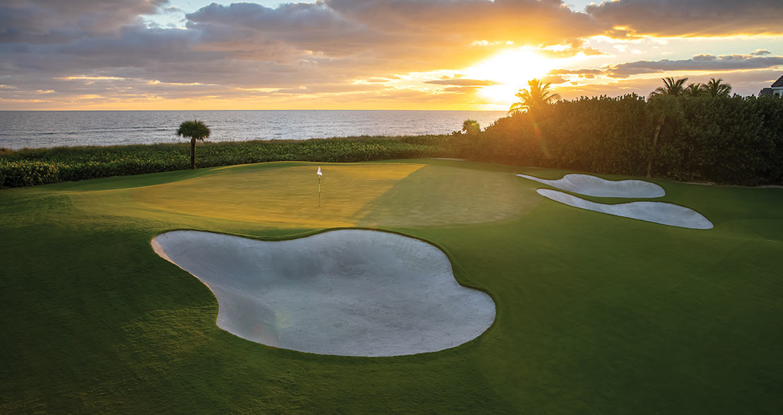 Jack Nicklaus Signature Golf Course sun rising over the Jack Nicklaus Signature Golf Course at Sailfish